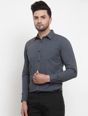 grey solid formal shirt - 17478168 - Standard Image - 2