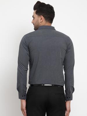 grey solid formal shirt - 17478168 - Standard Image - 3