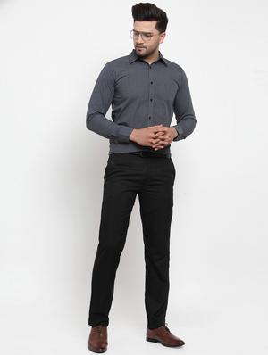 grey solid formal shirt - 17478168 - Standard Image - 4