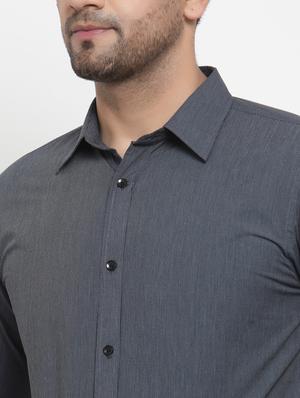 grey solid formal shirt - 17478168 - Standard Image - 5