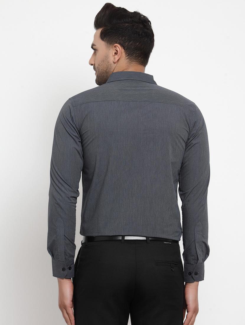 grey solid formal shirt - 17478168 - Zoom Image - 3