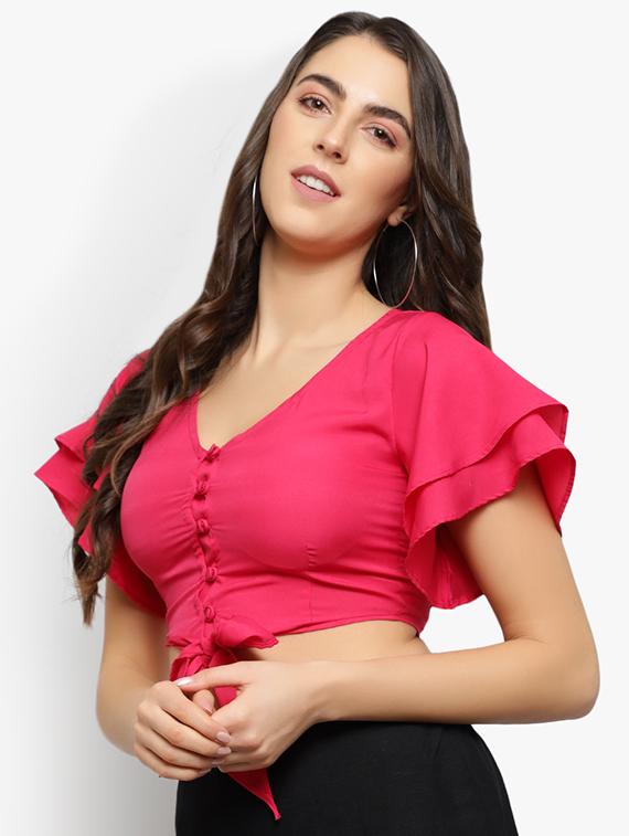 tie front crop top - 17478267 - Zoom Image - 2