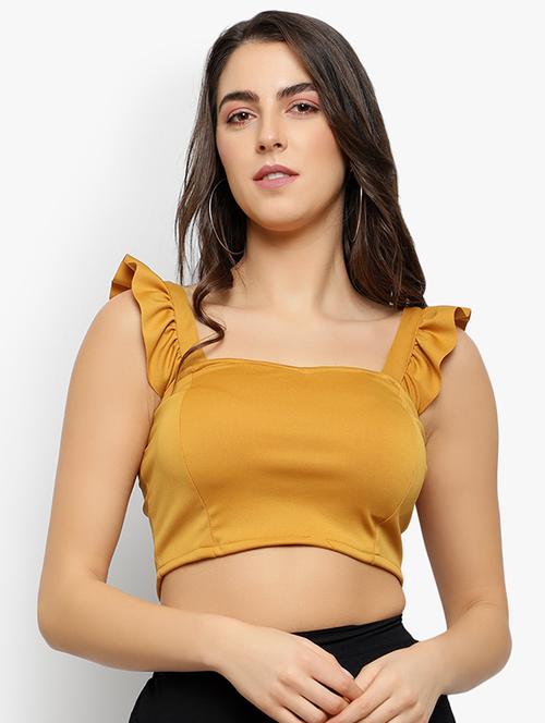 frill detail crop top - 17478273 - Standard Image - 1