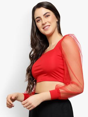 puff sleeved crop top - 17478277 - Standard Image - 2