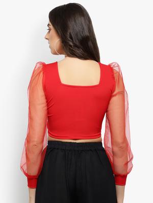 puff sleeved crop top - 17478277 - Standard Image - 3