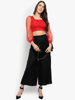 puff sleeved crop top - 17478277 - Standard Image - 4