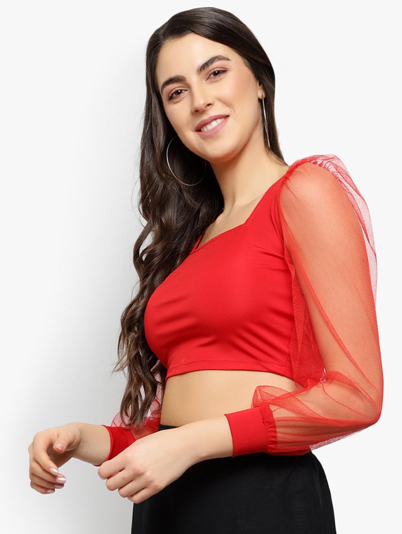puff sleeved crop top - 17478277 - Zoom Image - 2