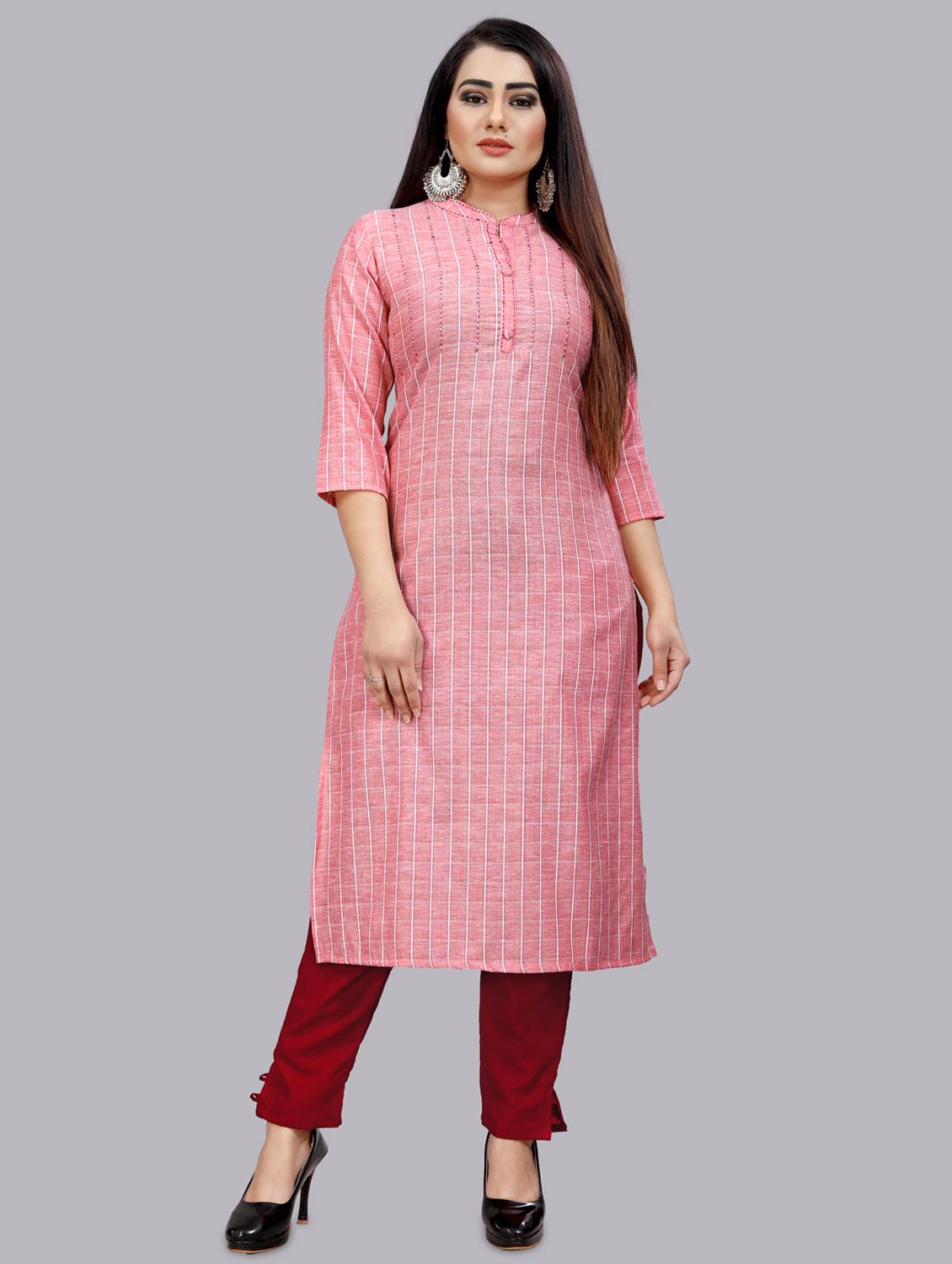 multi colored cotton straight kurta - 17478349 - Zoom Image - 1