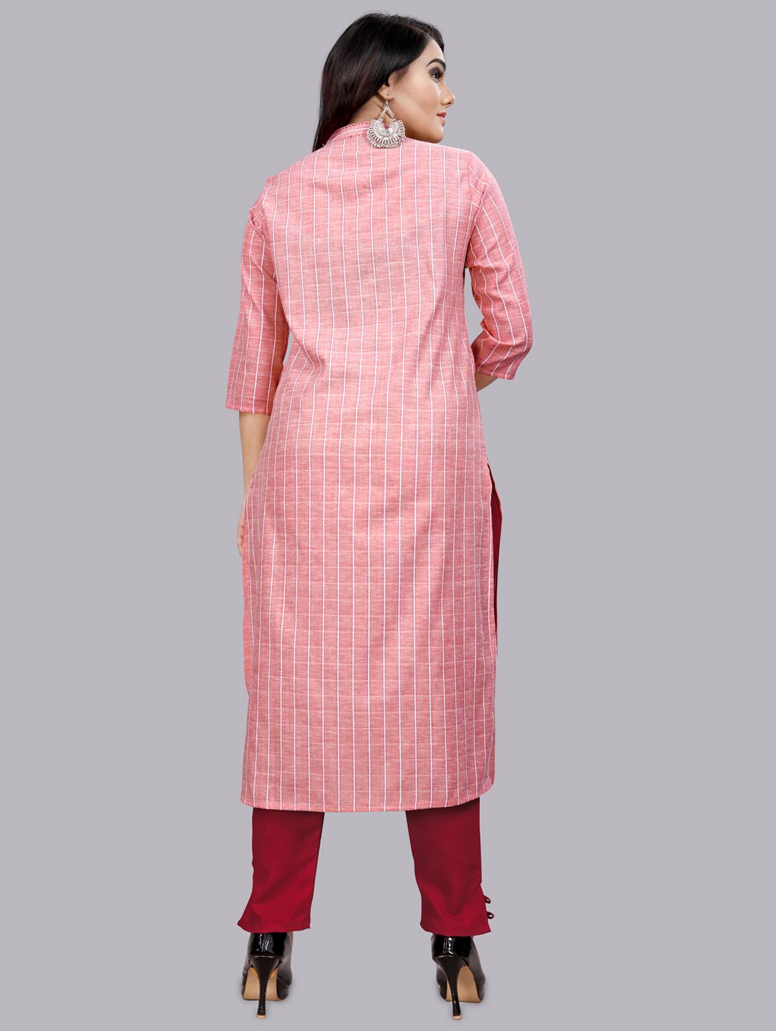 multi colored cotton straight kurta - 17478349 - Zoom Image - 3