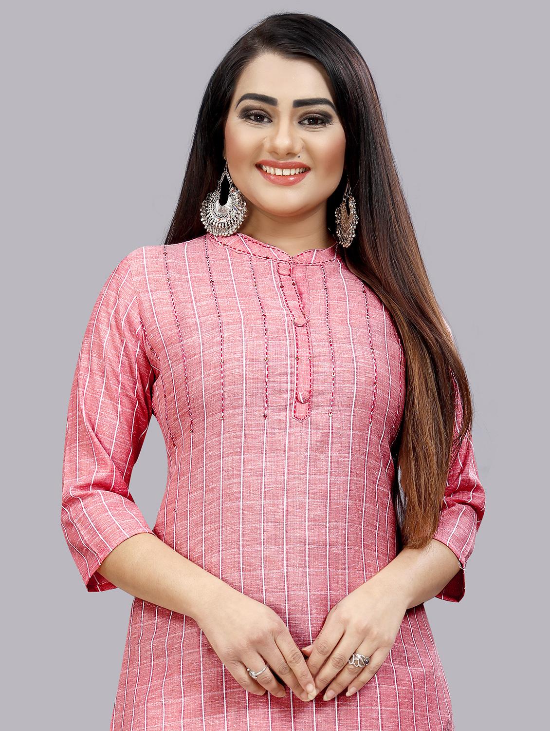 multi colored cotton straight kurta - 17478349 - Zoom Image - 4