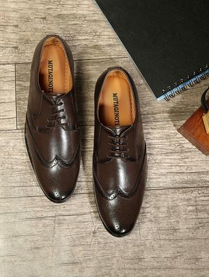brown leatherette laceup brouges - 17478469 - Standard Image - 2