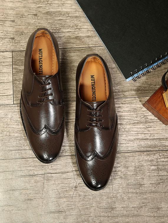 brown leatherette laceup brouges - 17478469 - Zoom Image - 2
