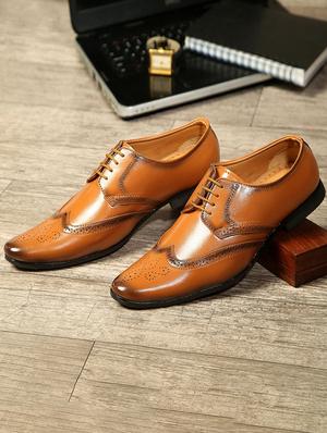 brown leatherette laceup brouges - 17478471 - Standard Image - 2
