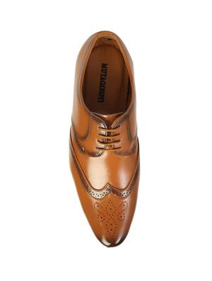 brown leatherette laceup brouges - 17478471 - Standard Image - 4
