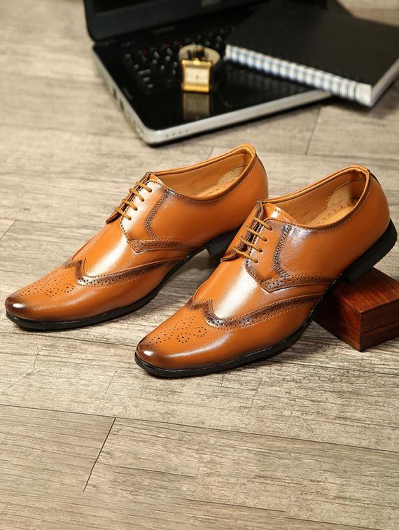 brown leatherette laceup brouges - 17478471 - Zoom Image - 2