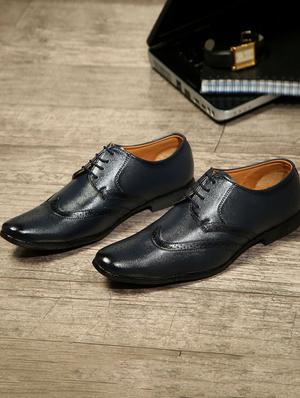 blue leatherette laceup brouges - 17478472 - Standard Image - 2