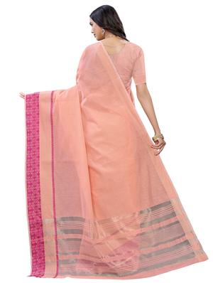 peach cotton kanjivaram saree with blouse - 17478522 - Standard Image - 2