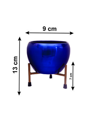 the blue bowls' table planter pots with stands in iron (13 cm, set of 1) - 17478831 - Standard Image - 3