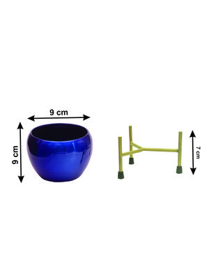 the blue bowls' table planter pots with stands in iron (13 cm, set of 1) - 17478831 - Standard Image - 4