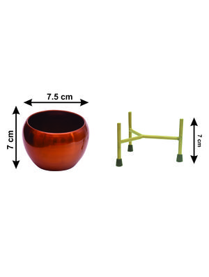 the golden bowls' table planter pots with stands in iron (11.2 cm, set of 1) - 17478836 - Standard Image - 3