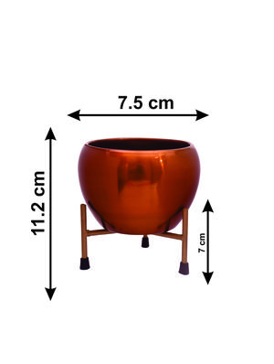 the golden bowls' table planter pots with stands in iron (11.2 cm, set of 1) - 17478836 - Standard Image - 4