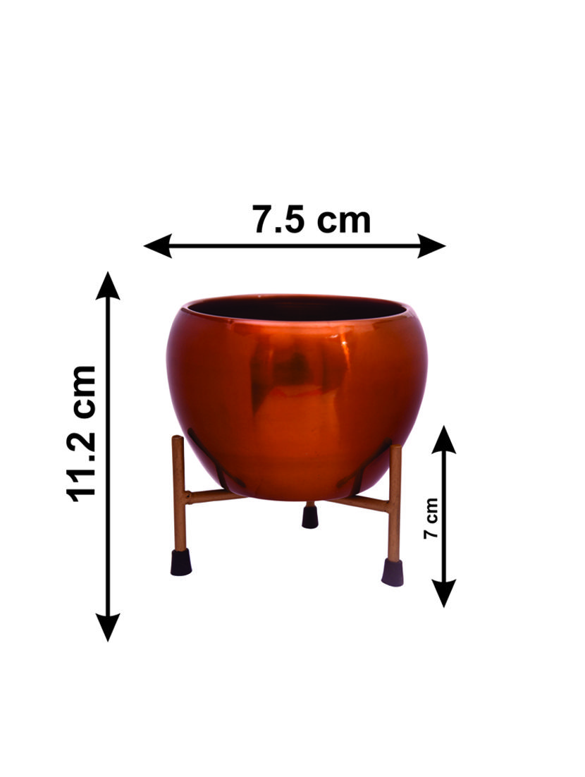 the golden bowls' table planter pots with stands in iron (11.2 cm, set of 1) - 17478836 - Zoom Image - 4