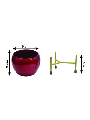 the green bowls' table planter pots with stands in iron (13 cm, set of 1) - 17478840 - Standard Image - 3