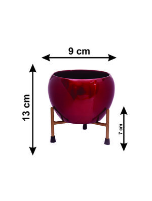 the green bowls' table planter pots with stands in iron (13 cm, set of 1) - 17478840 - Standard Image - 4
