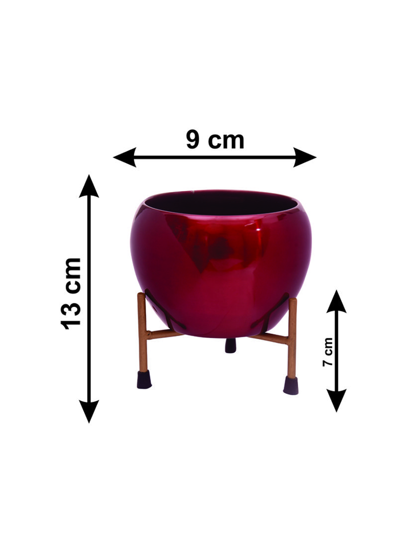 the green bowls' table planter pots with stands in iron (13 cm, set of 1) - 17478840 - Zoom Image - 4