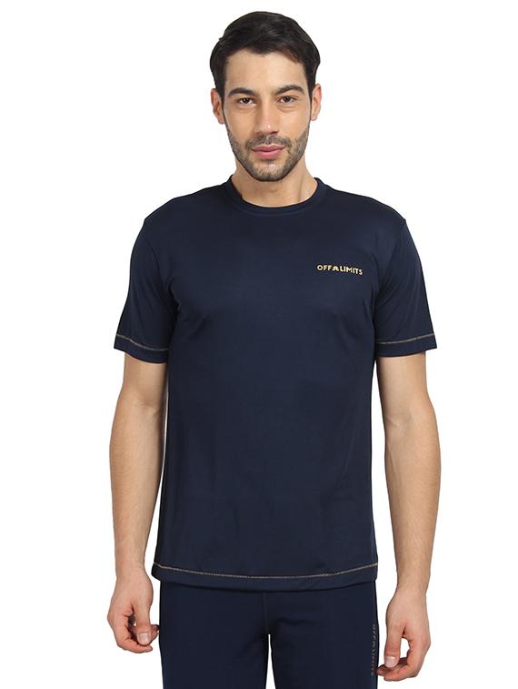 navy blue solid t-shirt - 17478973 - Zoom Image - 1