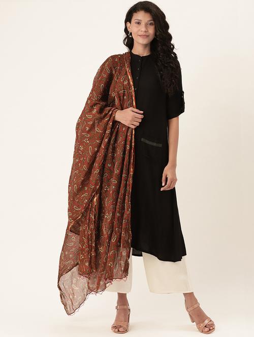 red cotton printed dupatta - 17479171 - Standard Image - 1