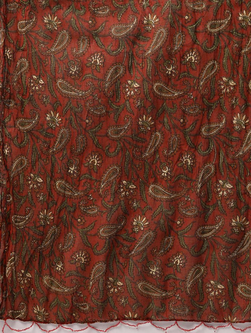 red cotton printed dupatta - 17479171 - Zoom Image - 2
