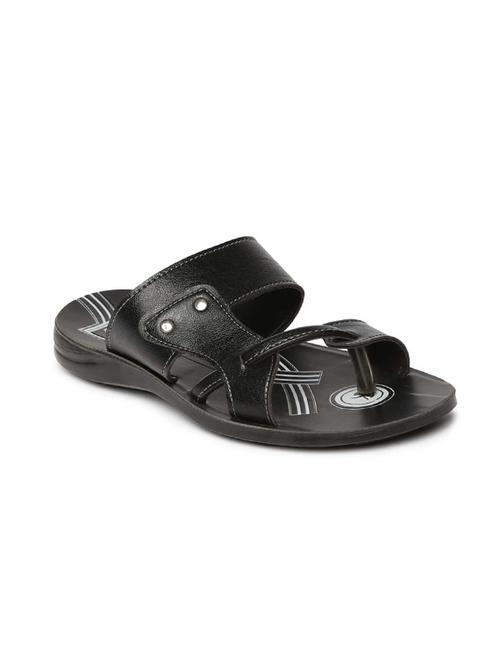 black synthetic & mesh slip on flip flops - 17479654 - Standard Image - 1