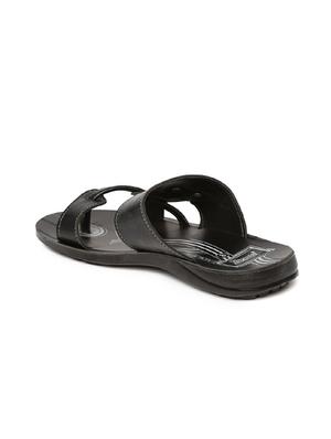 black synthetic & mesh slip on flip flops - 17479654 - Standard Image - 3