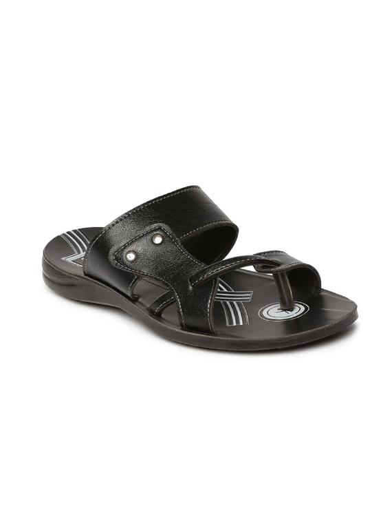 black synthetic & mesh slip on flip flops - 17479654 - Zoom Image - 1