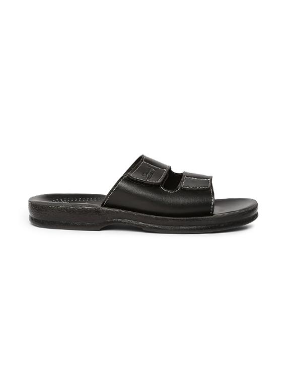 black synthetic & mesh slip on slippers - 17479676 - Zoom Image - 2