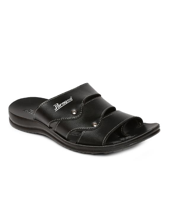 black synthetic & mesh slip on slippers - 17479678 - Zoom Image - 1