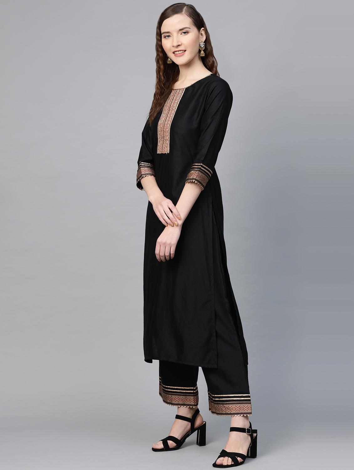 solid kurta palazzo set - 17480089 - Zoom Image - 2