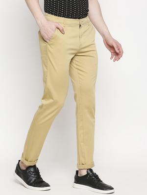 beige solid chinos - 17480516 - Standard Image - 2