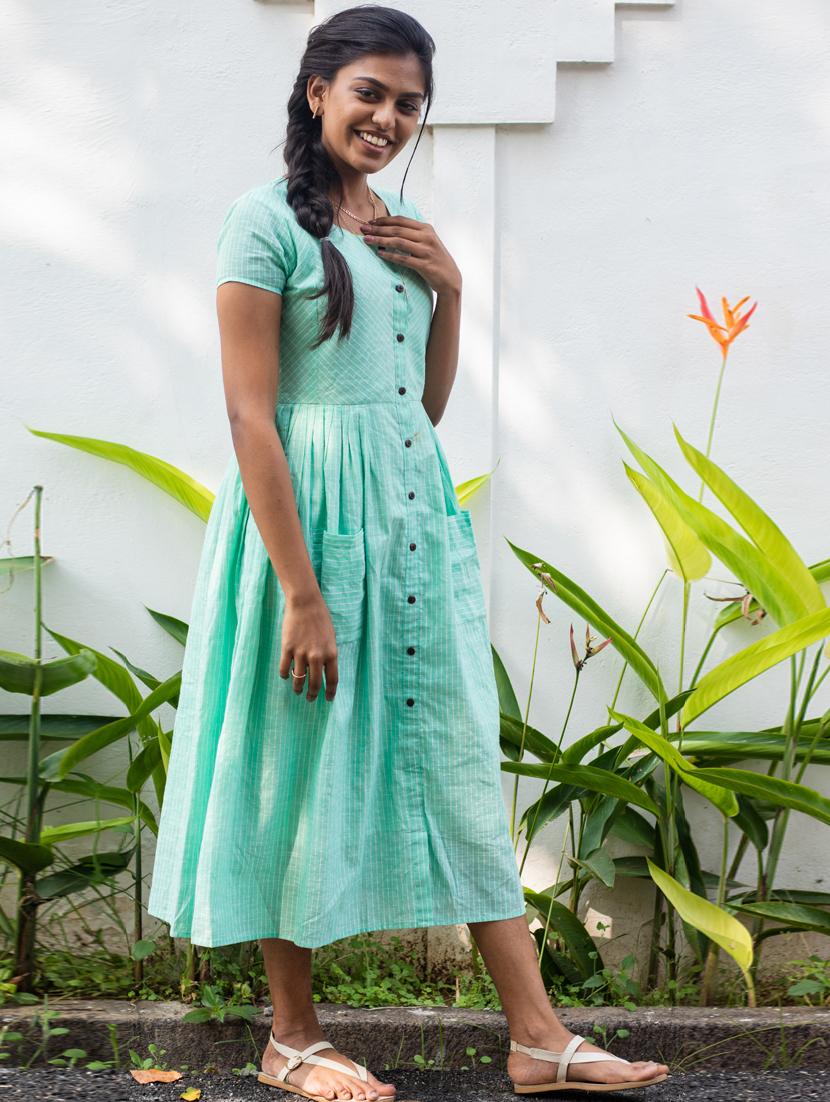 button up striped a-line dress - 17480662 - Zoom Image - 1