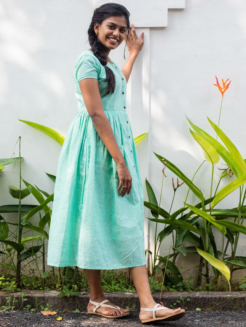button up striped a-line dress - 17480662 - Zoom Image - 2