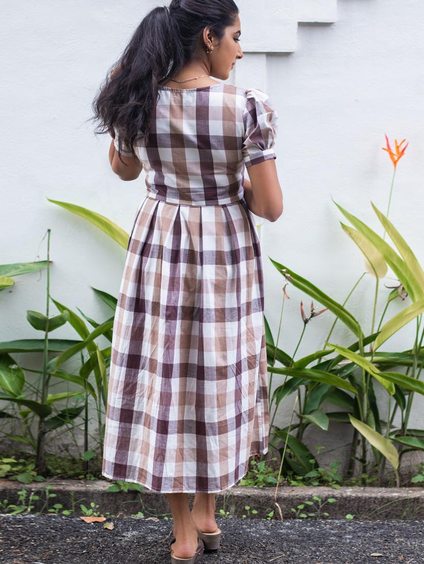 tie front checkered a-line dress - 17480664 - Zoom Image - 3