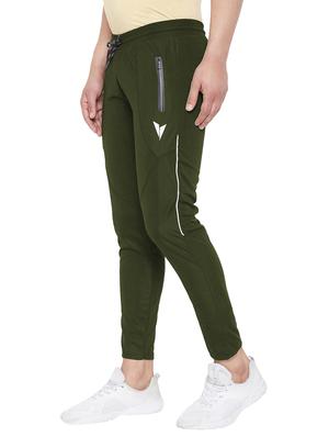 olive green solid full length track pant - 17481419 - Standard Image - 2