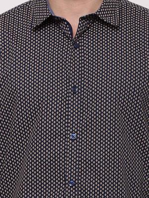 navy blue printed casual shirt - 17481504 - Standard Image - 4