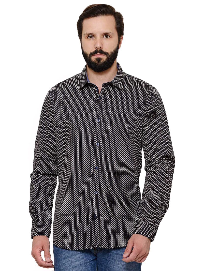 navy blue printed casual shirt - 17481504 - Zoom Image - 1