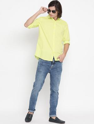 lime green solid casual shirt - 17481599 - Standard Image - 4