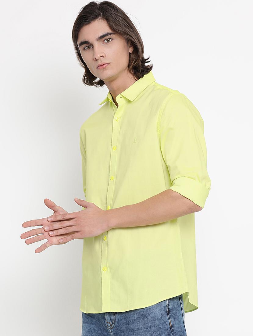 lime green solid casual shirt - 17481599 - Zoom Image - 2
