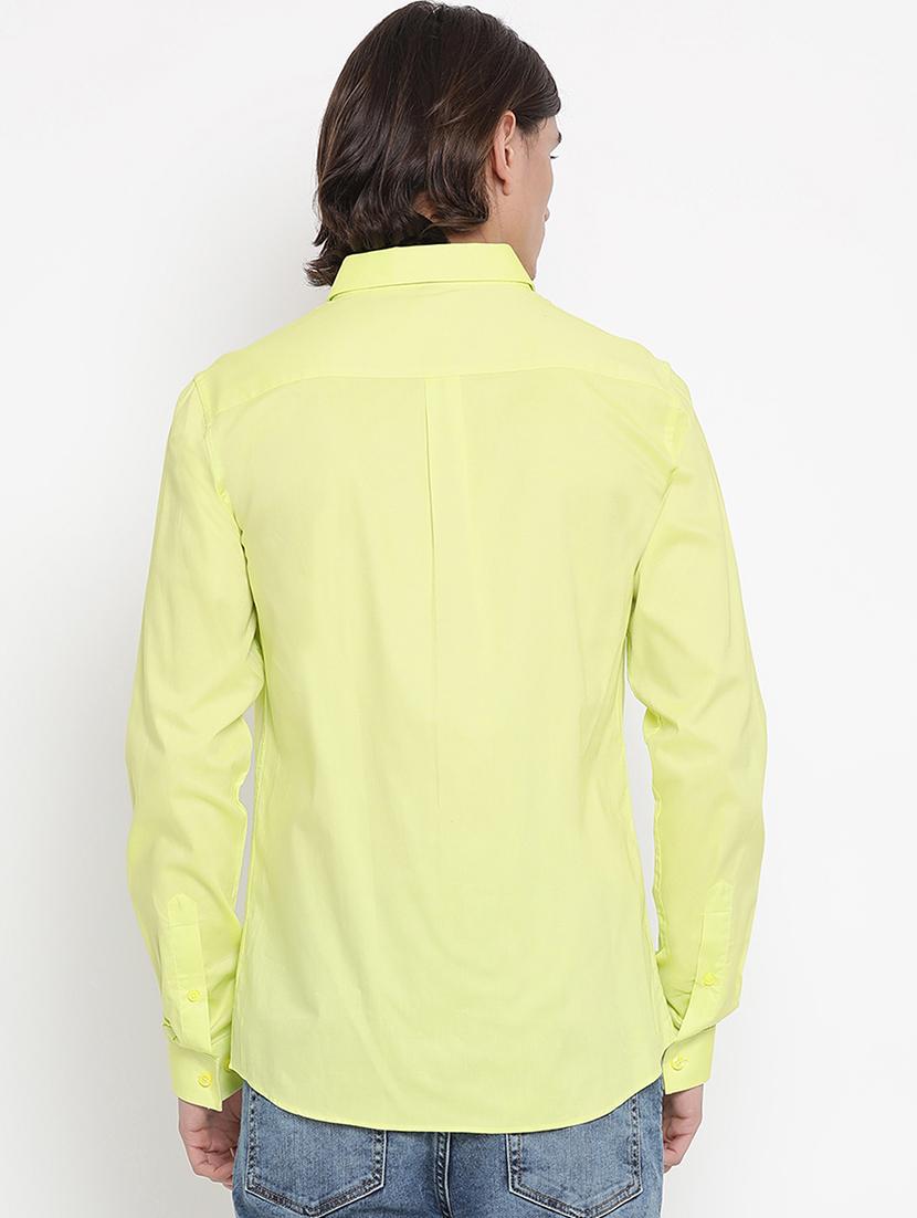 lime green solid casual shirt - 17481599 - Zoom Image - 3