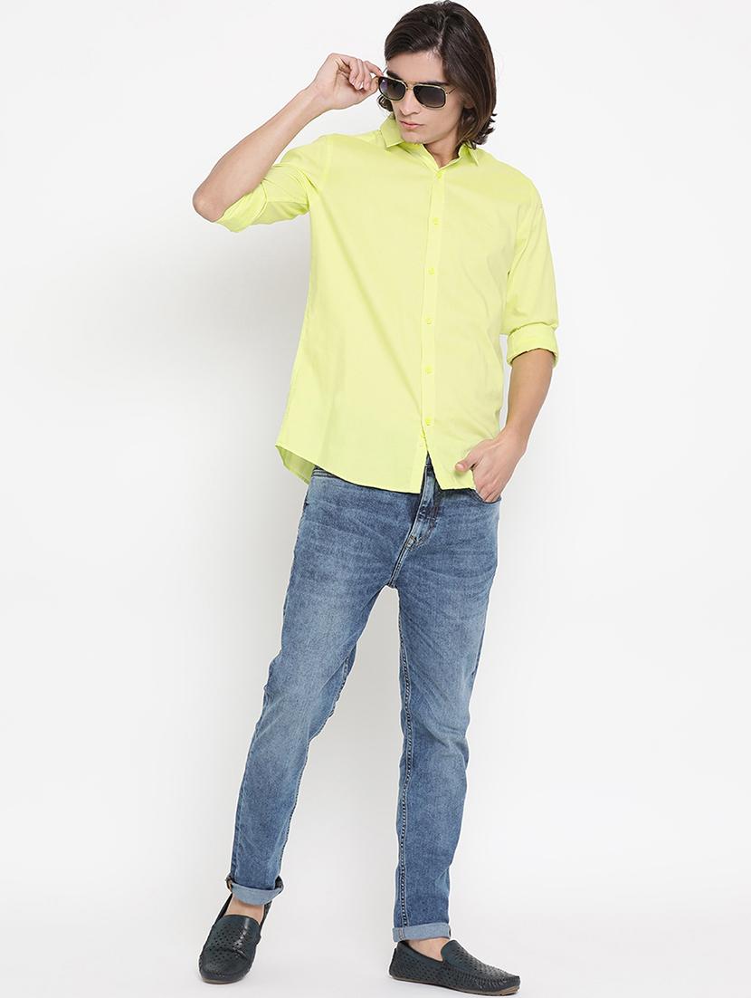 lime green solid casual shirt - 17481599 - Zoom Image - 4