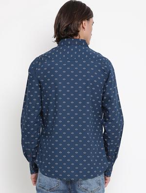 navy blue printed casual shirt - 17481664 - Standard Image - 3